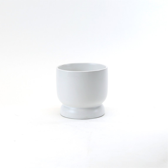 COB7406WT - Large White Ceramic Modern Pedestal Bowl - 6" W x 5.8" H