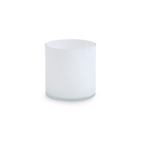 VCY0606WT - White Glass Cylinder Vase - 6" x 6"