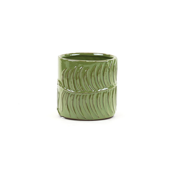 CYC2305GL - Medium Green Fern Cylinder Vase - 4.5" D x 4.7" H (16 pcs/case)