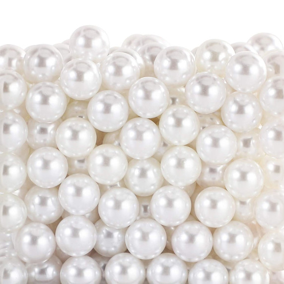 BEPR32WT - Medium White Undrilled Plastic Faux Pearls - 1/2", 14mm