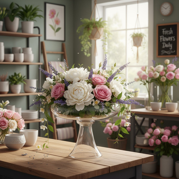 VCP0909 - Bowl Glass Vase on Stand - 9"x9"