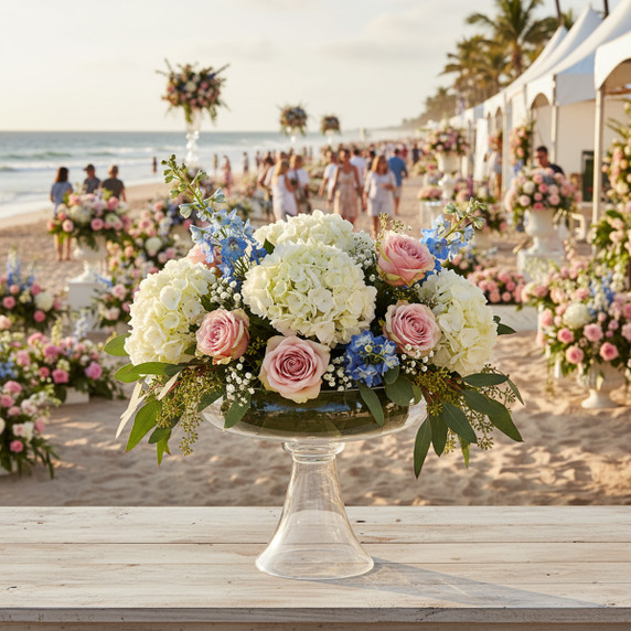 VCP0909 - Bowl Glass Vase on Stand - 9"x9"