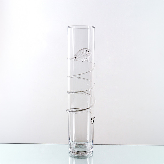 VCX0420 - Clear Cylinder Vase with Swirl Design - H:20" (9 pcs)
