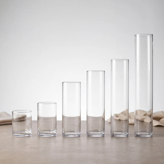 3" Diameter Glass Cylinder Vase  (Various Heights)