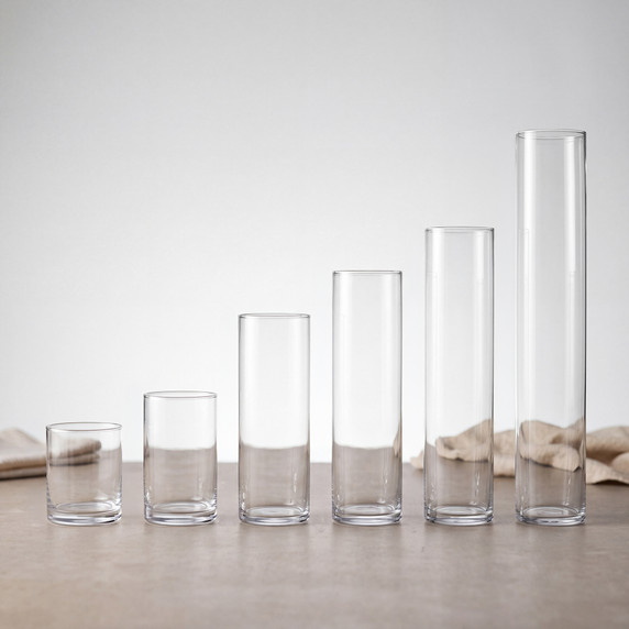 3" Diameter Glass Cylinder Vase  (Various Heights)