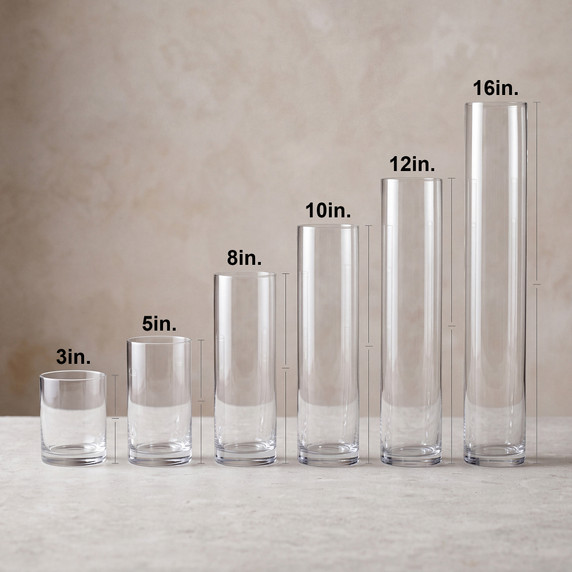 3" Diameter Glass Cylinder Vase  (Various Heights)