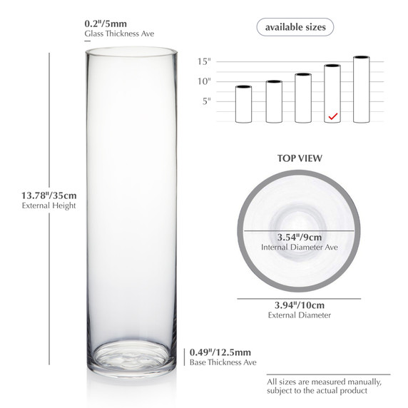 VCY0414 - Cylinder Glass Vase - 4"x14"  (12 pcs/case)
