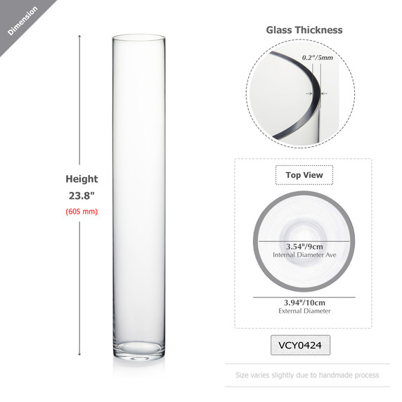VCY0424 - Tall Cylinder Glass Vase - 4"x24" (6 pcs/case)