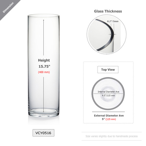 VCY0516 - Cylinder Glass Vase - 5"x16" (6 pcs/case)
