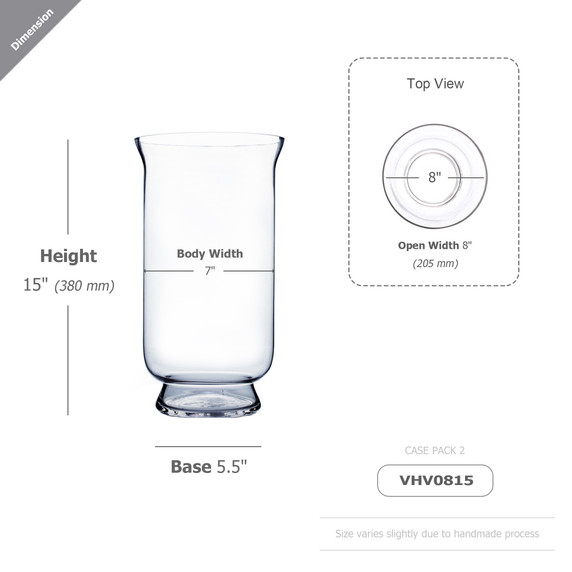 VHV0815 - Large Hurricane Glass Vase - 15