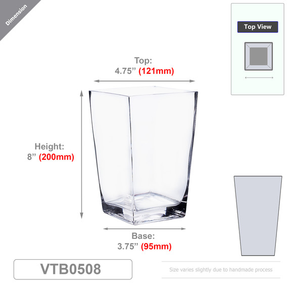 VTB0508 - Taper Down Block Vase - 8"