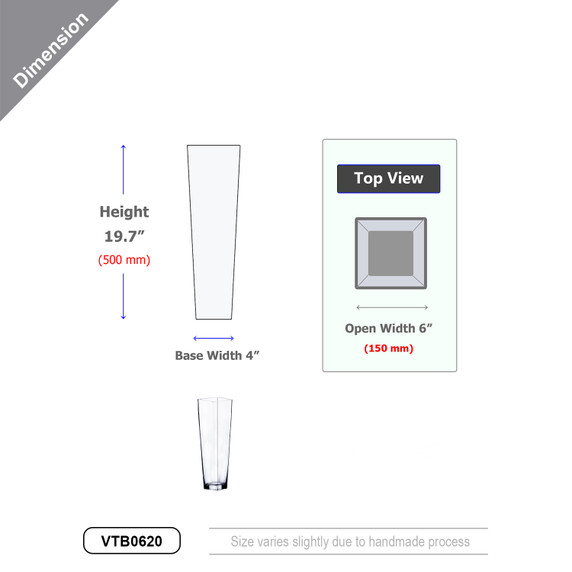 VTB0620 - Taper Down Block Vase - 20"