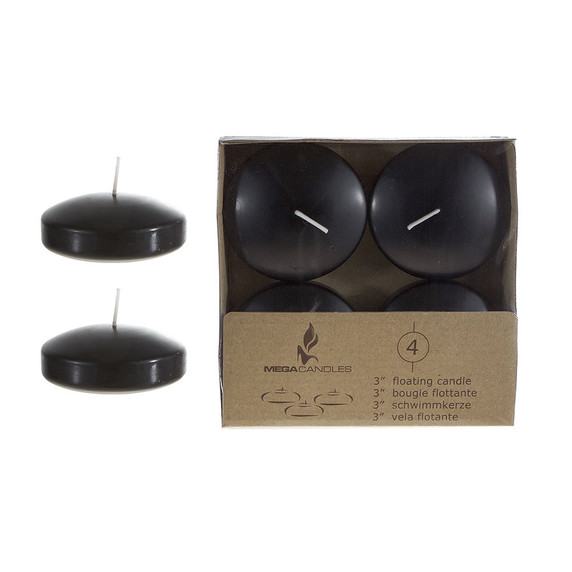 CGA064-BK - 3" Floating Disc Candles - Black (4 pcs/box)