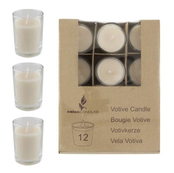 CGA107I 2" Prefilled Medium Glass Votive Candle - Ivory (12 pcs/pack)