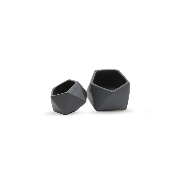 CGB1903BK - Small Tilted Geometric Pot - Matte Black - 4.2" W x 3.35" H