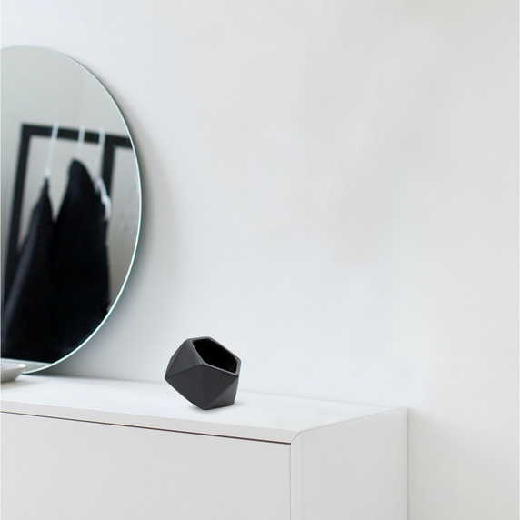 CGB1903BK - Small Tilted Geometric Pot - Matte Black - 4.2" W x 3.35" H