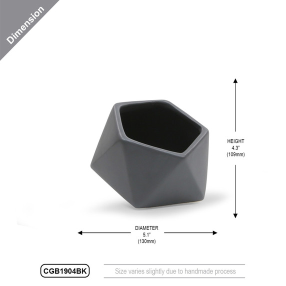 CGB1904BK - Medium Tilted Geometric Pot - Matte Black - 5.1" W x 4.3" H
