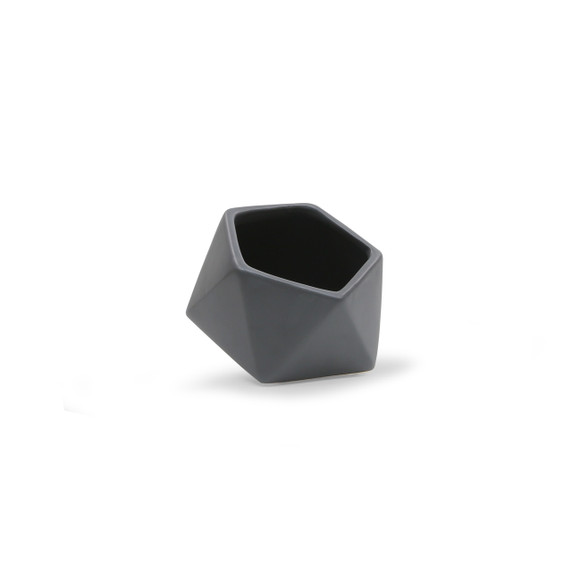 CGB1904BK - Medium Tilted Geometric Pot - Matte Black - 5.1" W x 4.3" H