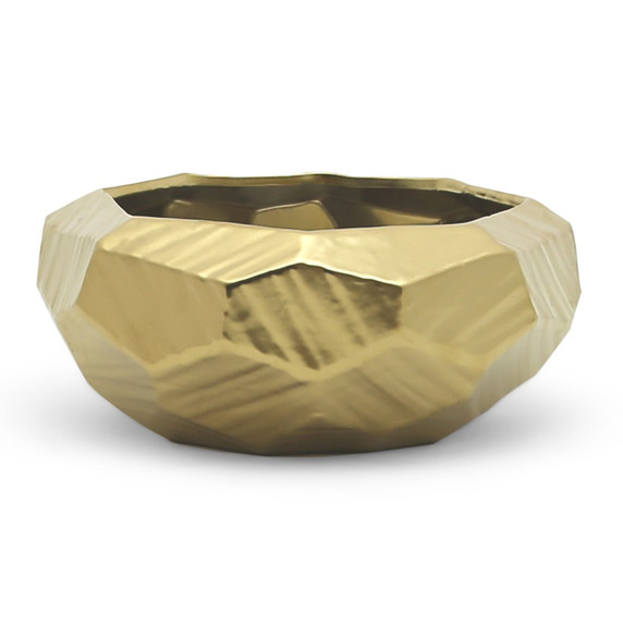 CGB2104GD - Gold Geometric Bowl - 9.25"W x 3.75"H