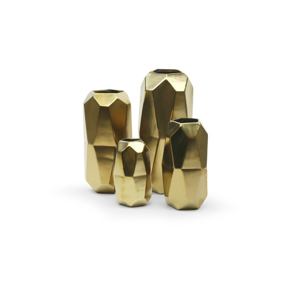 CGV5110GD - Large Gold Geometric Vase - 5"x10"H