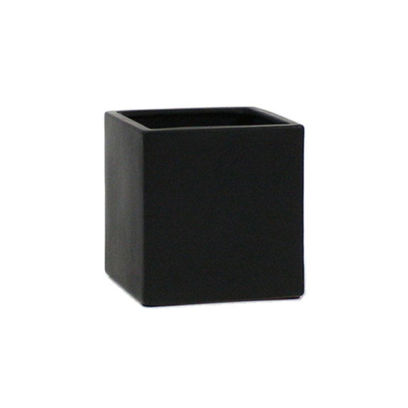 CSQ0404BK - Black Ceramic Square Cube - 3.75"