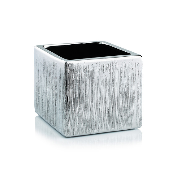 CSQ5505SX - Textured Silver Square Cube - 5.5" x 5.5" x 5" H