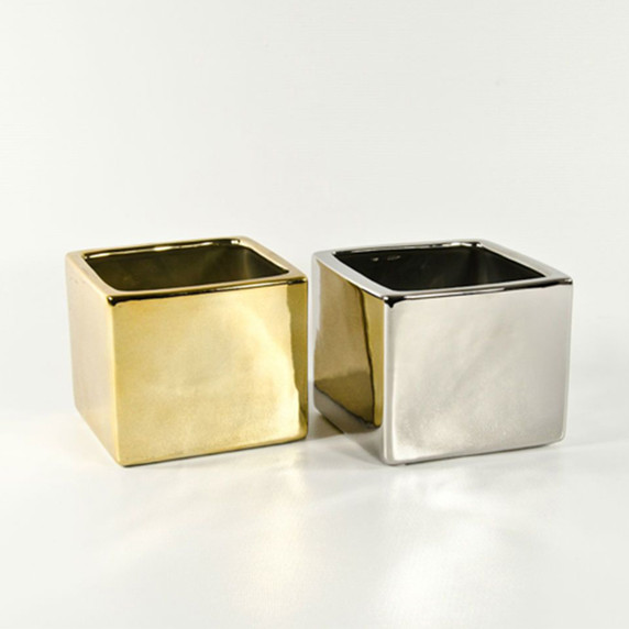 CSQ6506GD - Gold Ceramic Cube - 6.5"x6"H