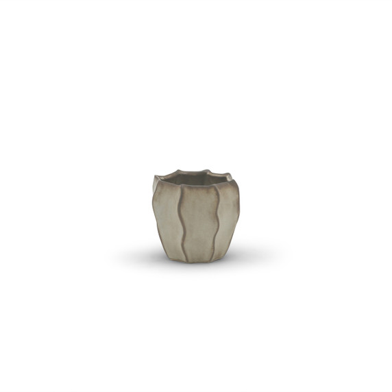 CUB1704BG - Beige Unique Pot - 4" W x 3.5" H