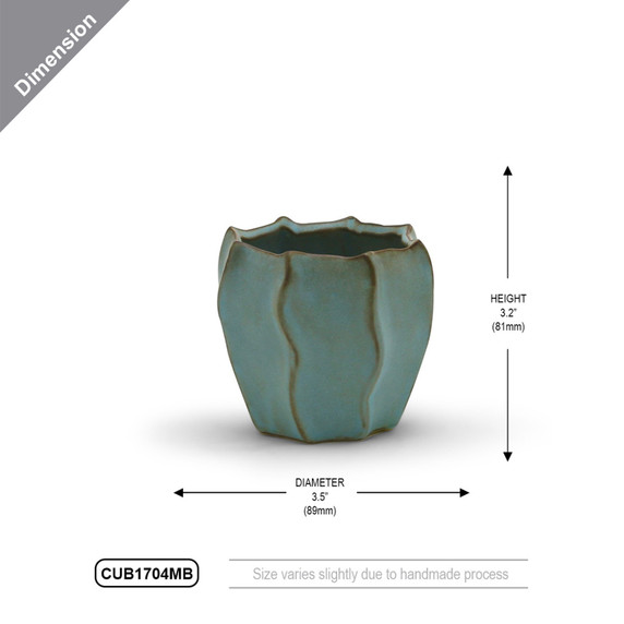 CUB1704MB - Special Blue Unique Pot -  4" W x 3.5" H