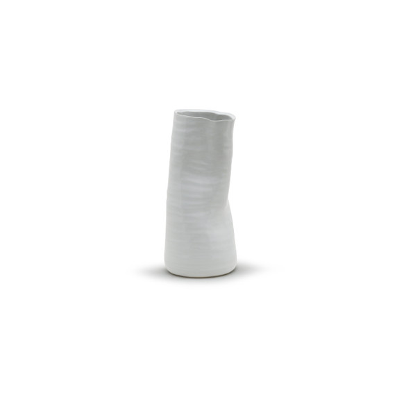 CUB6509WT - White Formed Vase - 9" H