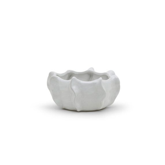 CUB8907WT - White Unique Ceramic Bowl - 7.5"W x 3.5"H