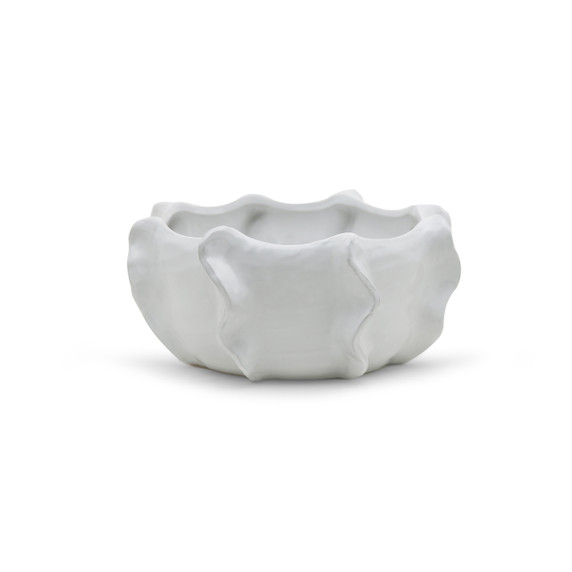 CUB8910WT - White Unique Ceramic Bowl - 10.25"W x 4.75"H