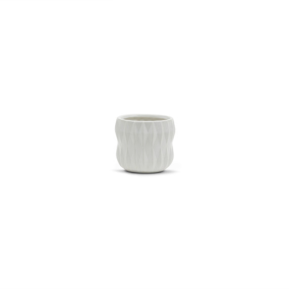 CUD8904WT Small Unique White Ceramic Pot - 4.5" W x 4" H (24 pcs)