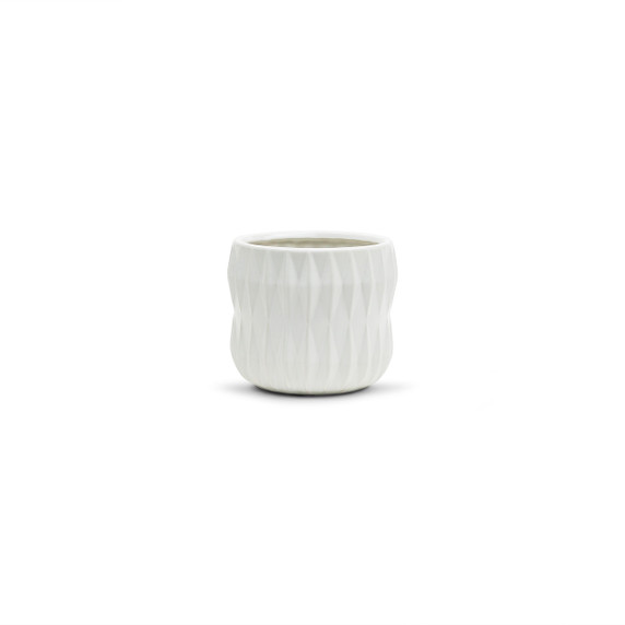 CUD8905WT Medium Unique White Ceramic Pot - 5.5" W x 5.1" H (16 pcs)