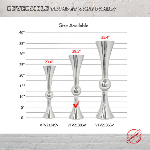 VTV2130SV - Silver Reversible Trumpet Vase - 30"