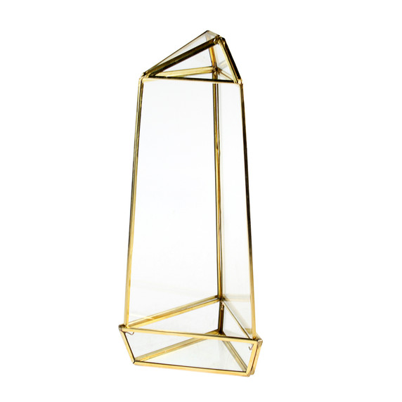 GET2011GD Large Gold Triangular Obelisk Geometric Terrarium - 11"H (9 pcs)