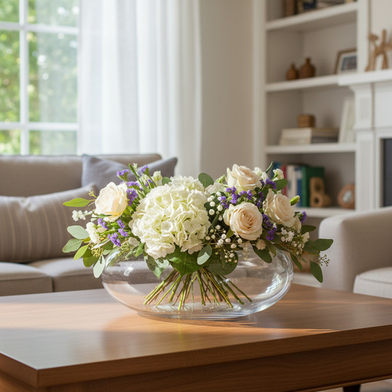 VBW1507 - Clear Flat Oval Garden Bowl Vase - 15" W x 7.5"H