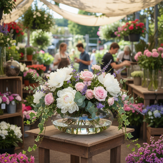 VBW1507 - Clear Flat Oval Garden Bowl Vase - 15" W x 7.5"H