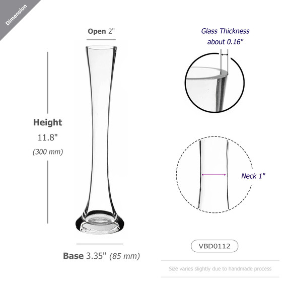 VBD0112 - Clear Bud Vase - 12"H (24 pcs/case)