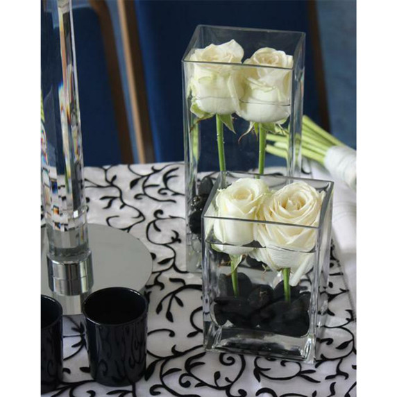 VBV0306 - Square Block Glass Vase - 3"x6"H  (24 pcs/case)