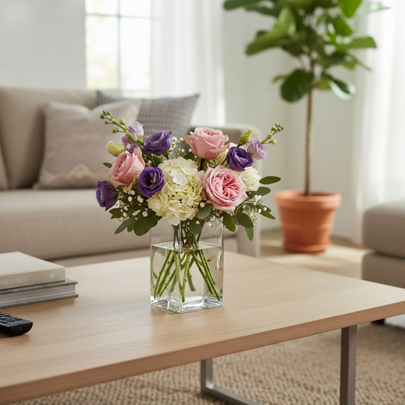 VBV0306 - Square Block Glass Vase - 3"x6"H  (24 pcs/case)