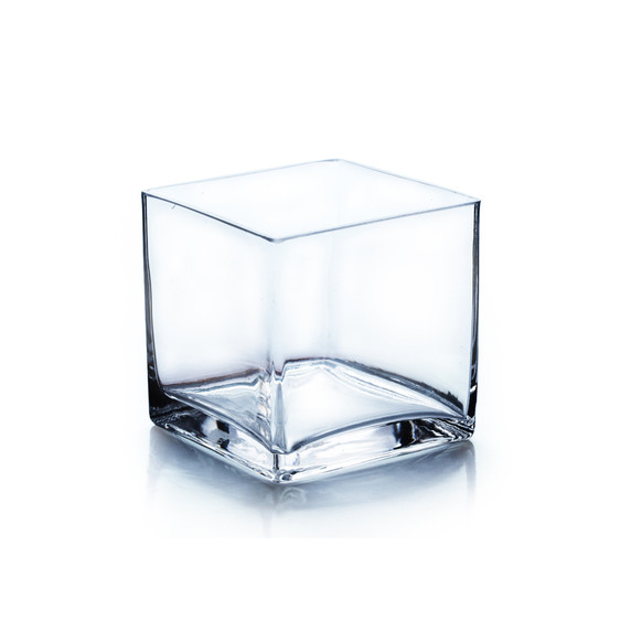 VCB0004 - Clear Cube Glass Vase / Candle Holder  - 4" (12 pcs/case)