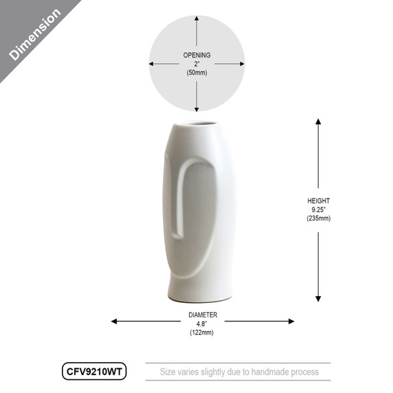 CFV9210WT - Small White Moai Vase - 9.25"