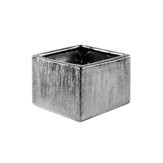 CBC0604SX - Textured Silver Low Square Block - 6.25"W x 4"H