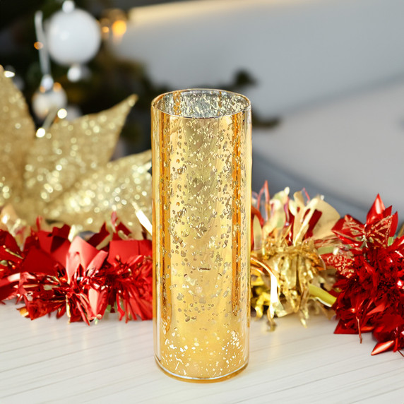 HST0412GS - Gold Speckled Glass Hurricane Candle Shade Chimney Tube [No Bottom] - 4" x 12"