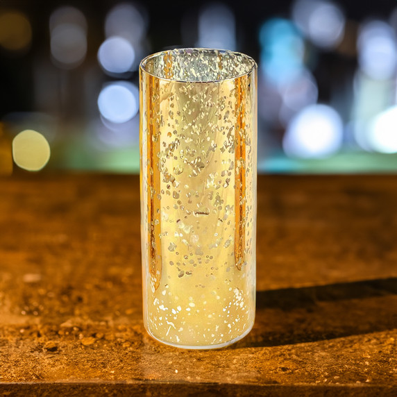 HST0410GS - Gold Speckled Glass Hurricane Candle Shade Chimney Tube [No Bottom] - 4" x 10"