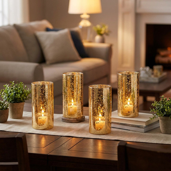 HST0306GS - Gold Speckled Glass Hurricane Candle Shade Chimney Tube [No Bottom] - 3" x 6"