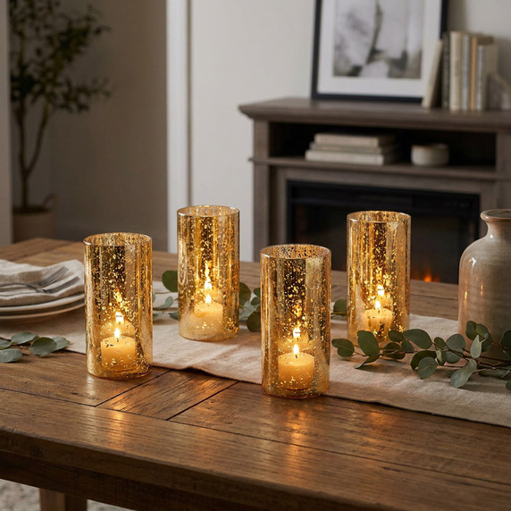HST0306GS - Gold Speckled Glass Hurricane Candle Shade Chimney Tube [No Bottom] - 3" x 6"