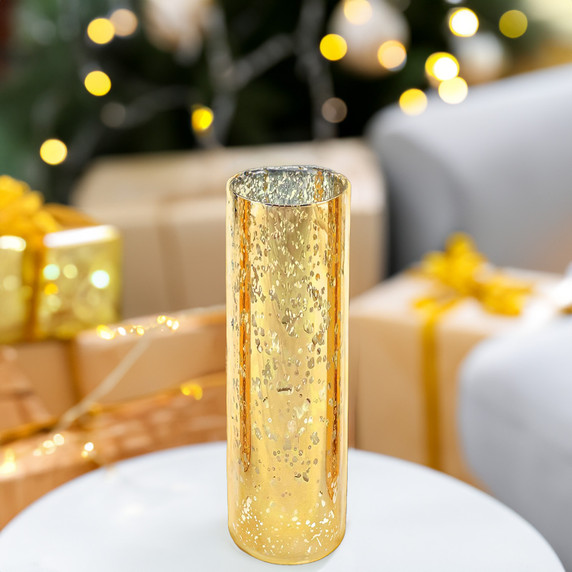 HST0310GS - Gold Speckled Glass Hurricane Candle Shade Chimney Tube [No Bottom] - 3" x 10"