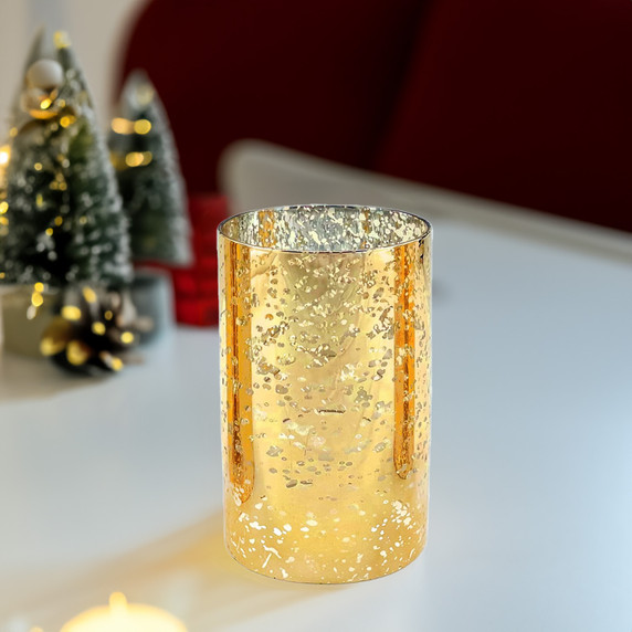 HST0406GS - Gold Speckled Glass Hurricane Candle Shade Chimney Tube [No Bottom] - 4" x 6"